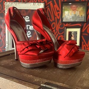 Bebe Red Satin Heels